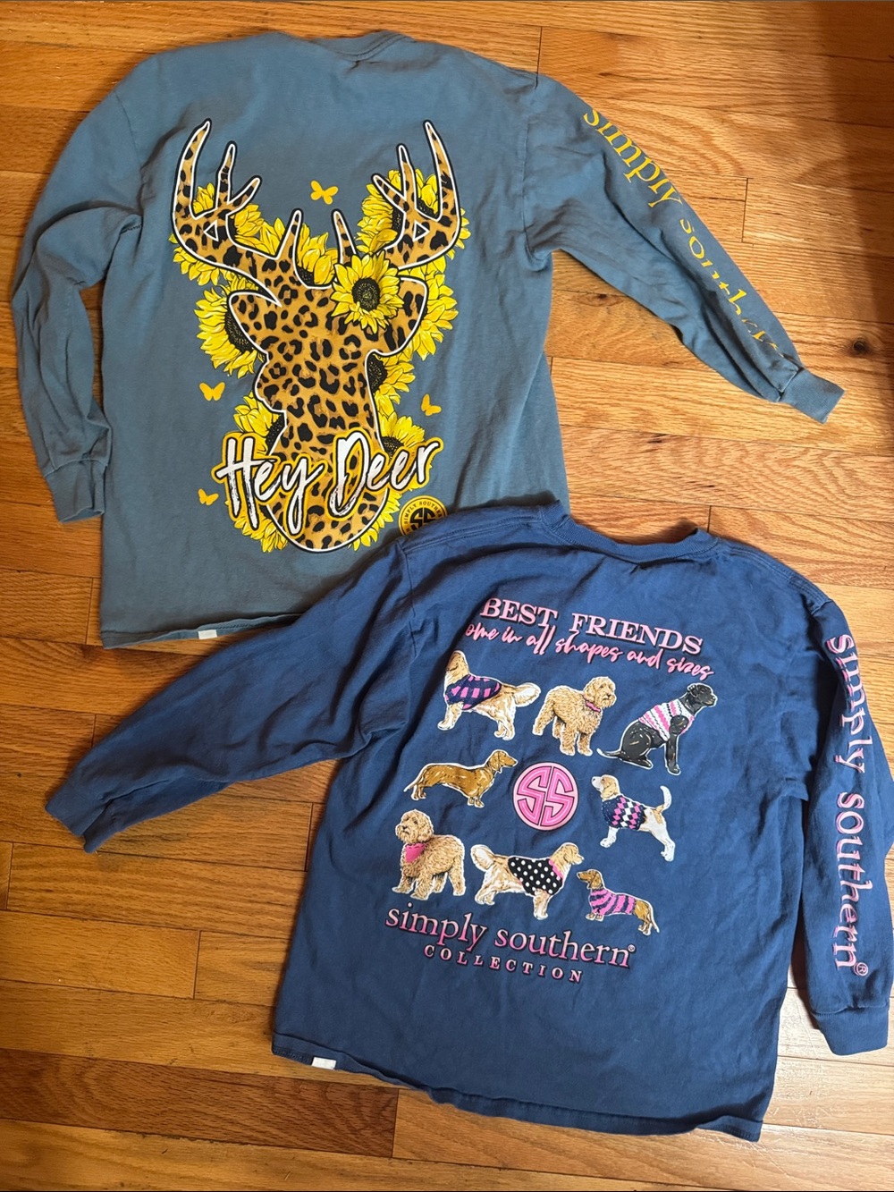 Simply Southern Kids Long-Sleeve Tee - Blue with Yellow Deer Graphic